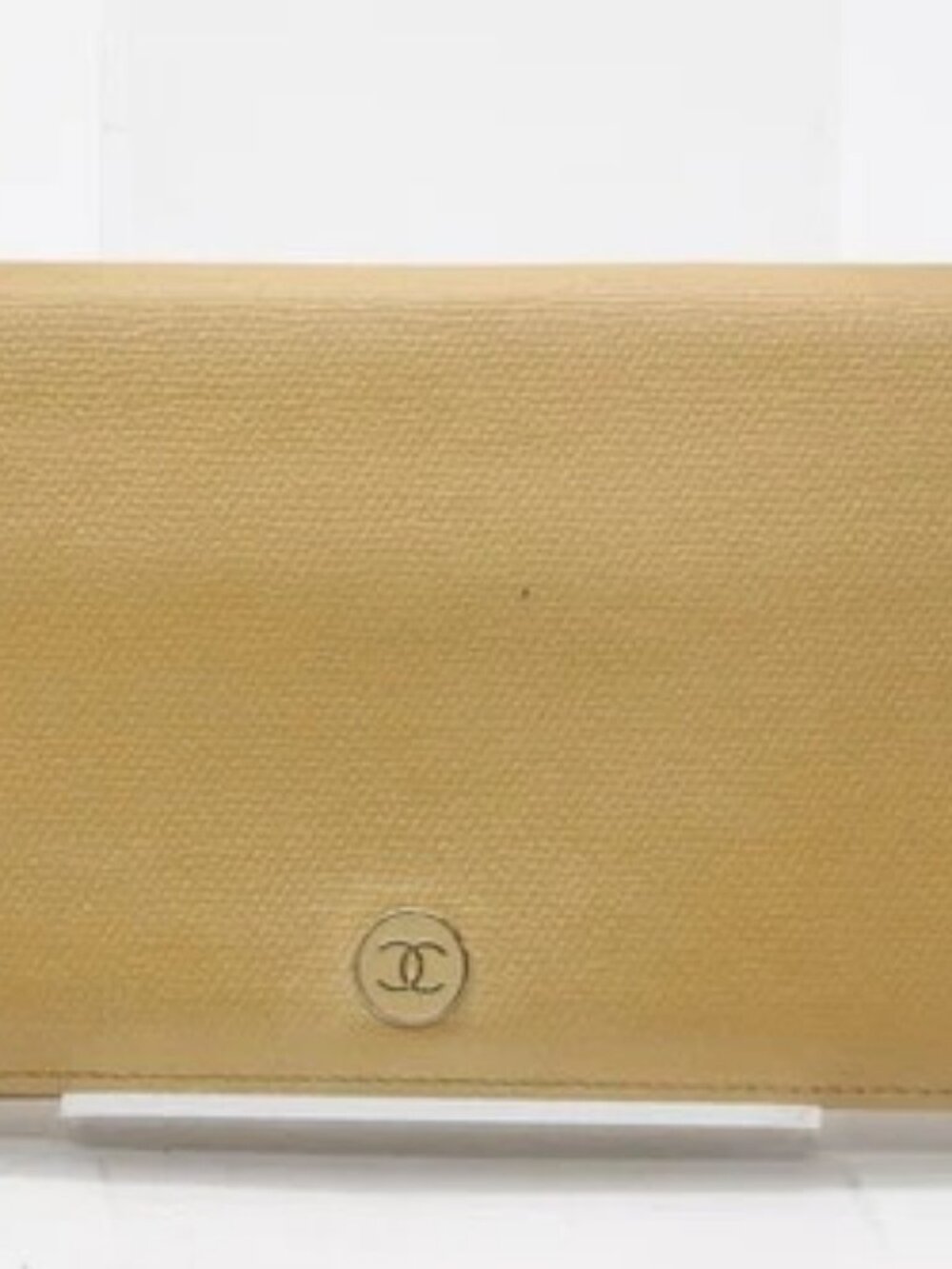 Chanel Beige Calf Leather CC Button Line Long Flap Wallet